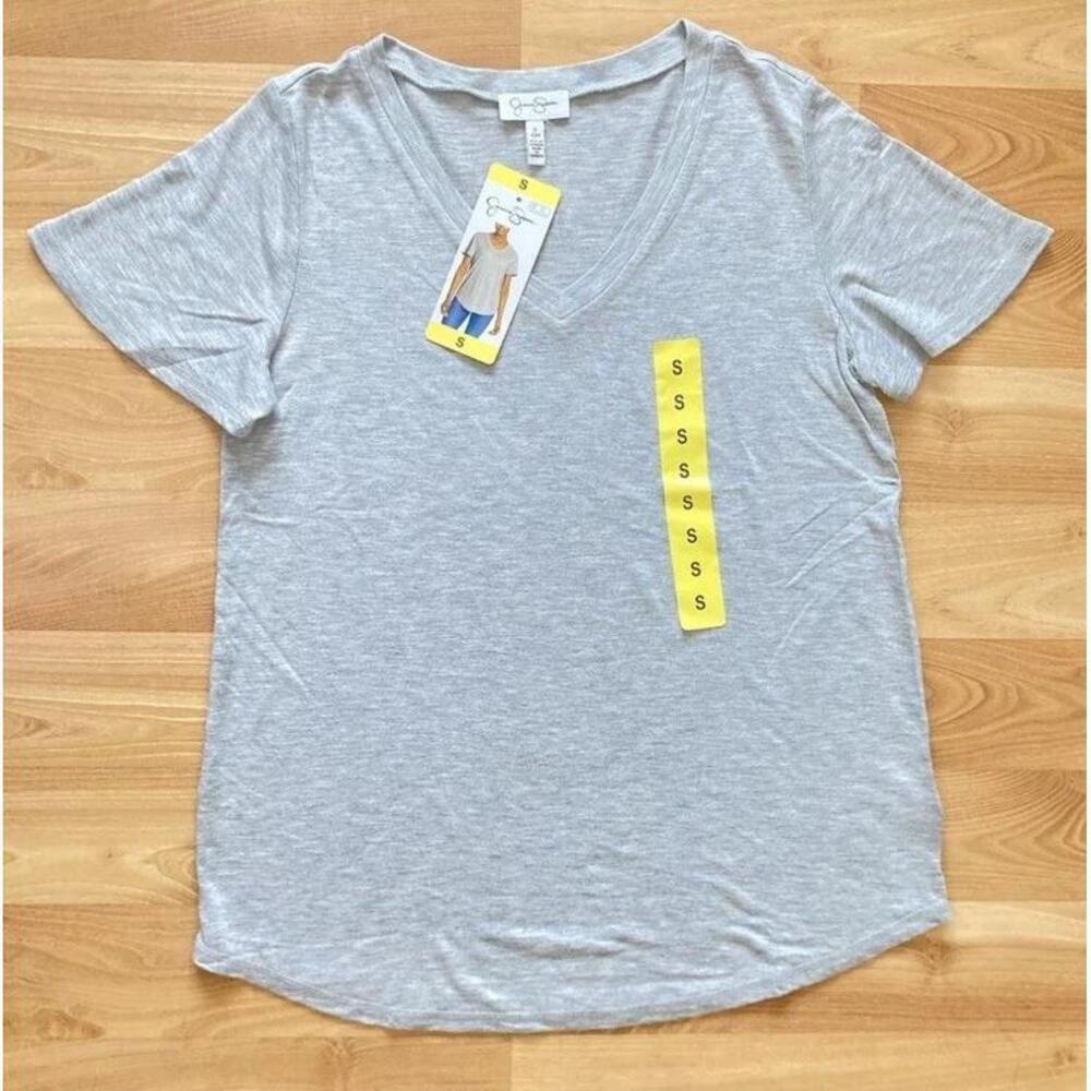 Jessica Simpson Ladies' Size S, V-Neck Flutter Sleeve Tee, GRAY AA9
